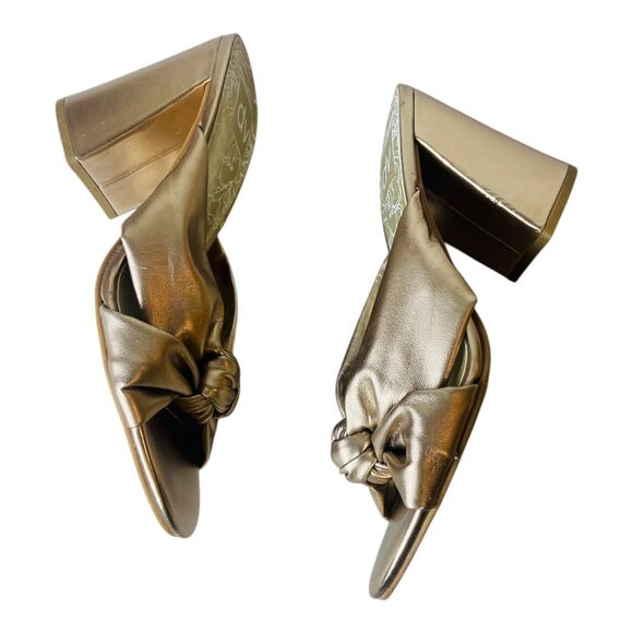 Dolce Vita Womens Knot Block Heels Rose Gold Slip On Mules Sandals Metallic 7.5 - Picture 4 of 8